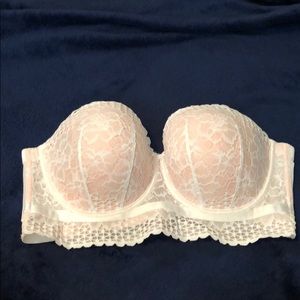 Cacique Strapless Bra 44D white lace